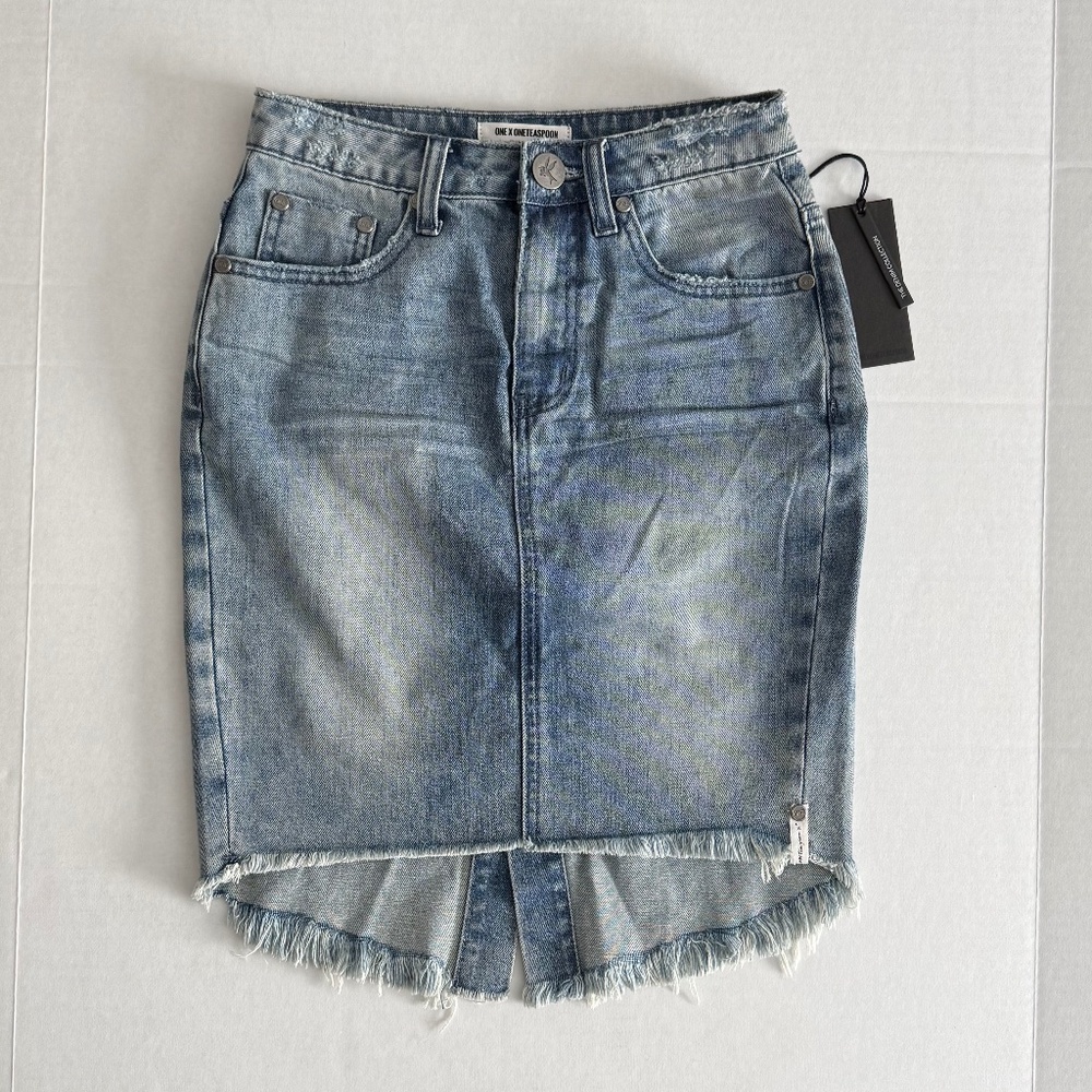 One x One Teaspoon 2020 High Waisted Super Fitted Mid Length Skirt
